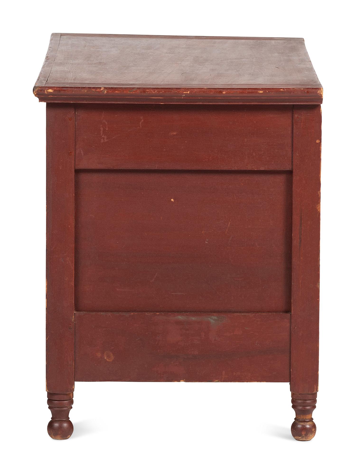 A Late Federal Red Painted Poplar Blanket Box