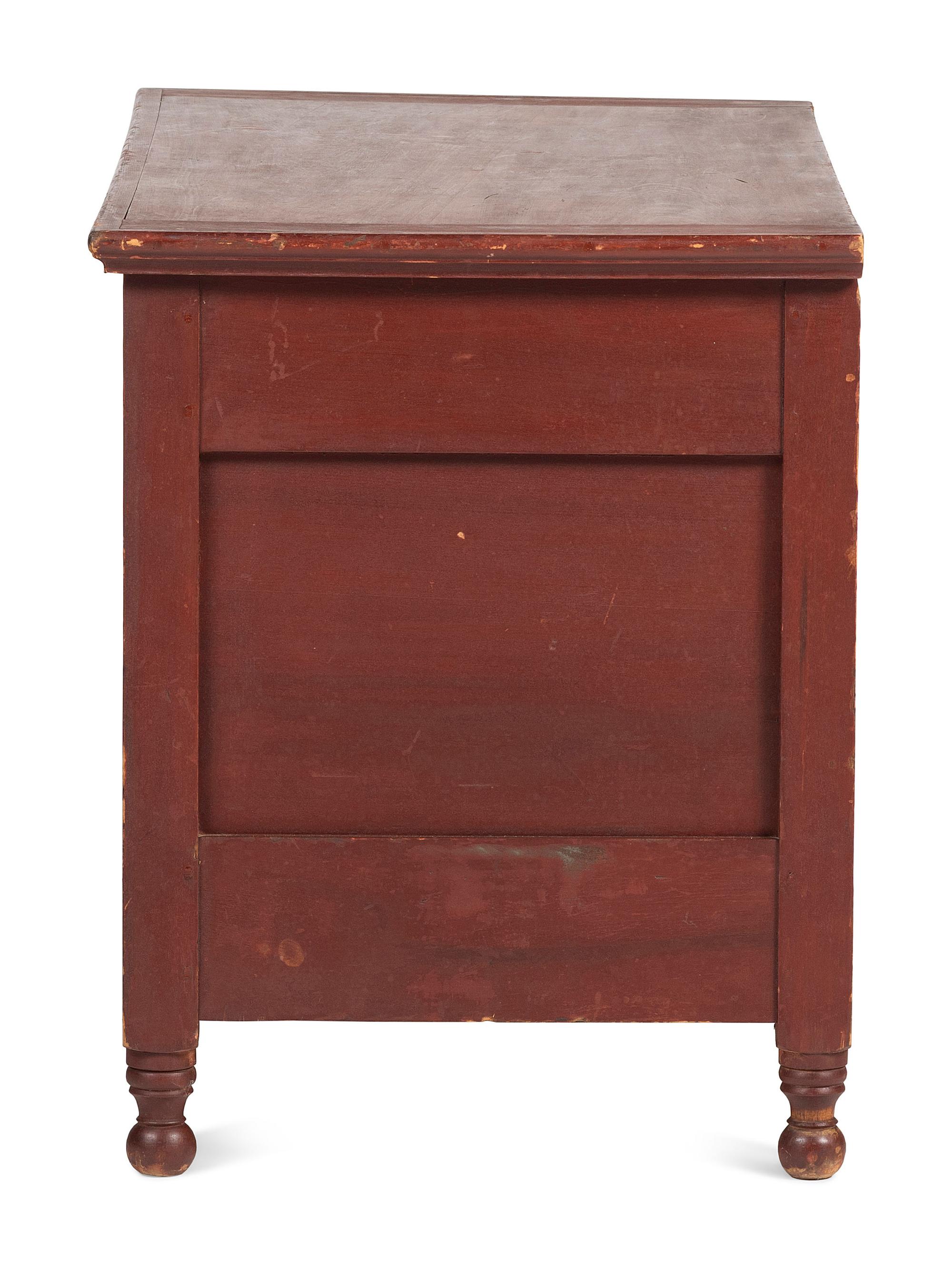 A Late Federal Red Painted Poplar Blanket Box