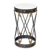 A Empire Style Black Painted, Parcel-Gilt, and Marble-Top Occasional Table