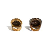 Two Parthian and Greek Silver Coins — Set in modern gold rings
