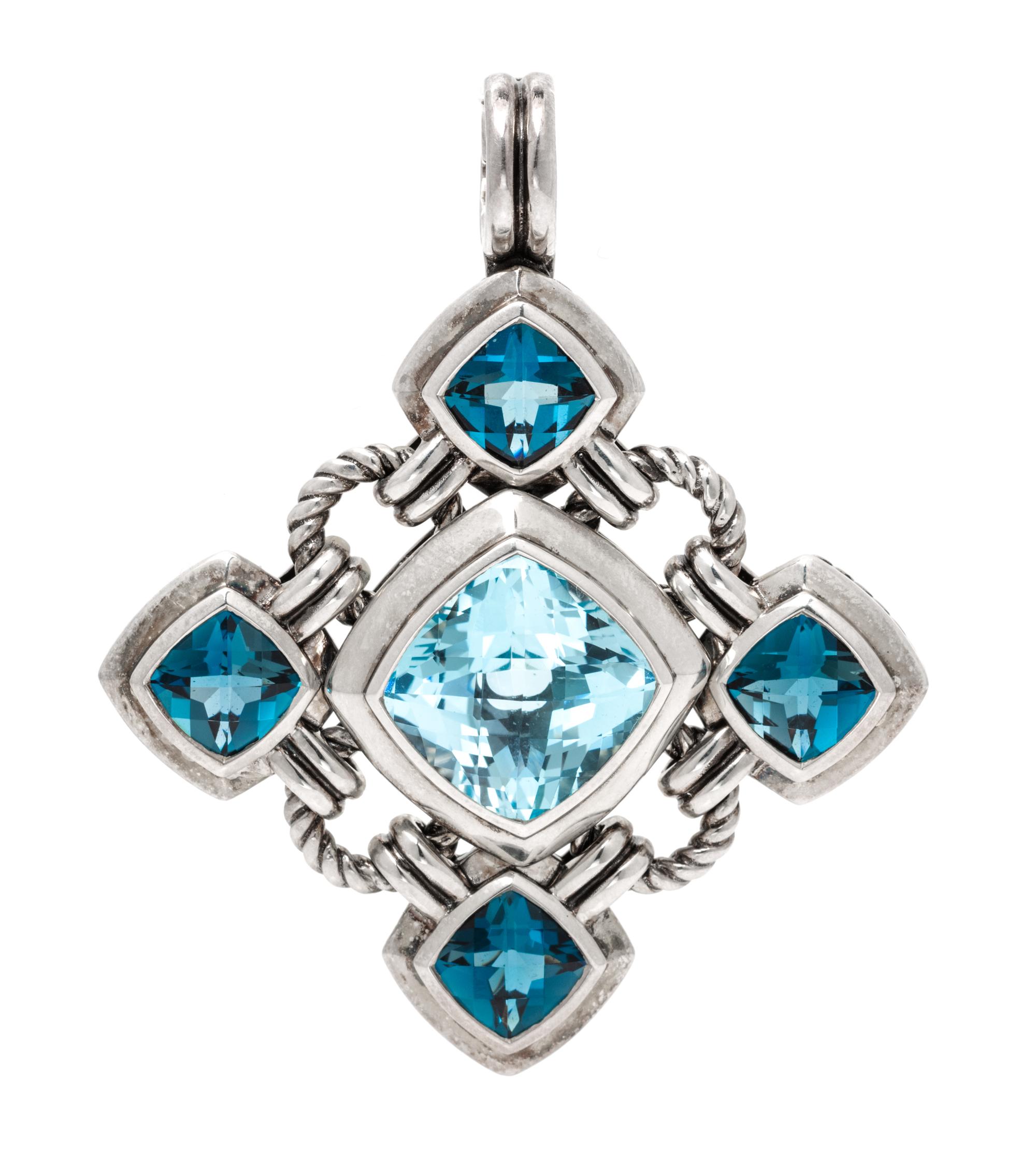 A Sterling Silver and Blue Topaz 'Renaissance' Enhancer/Pendant, David Yurman, 14.70 dwts.