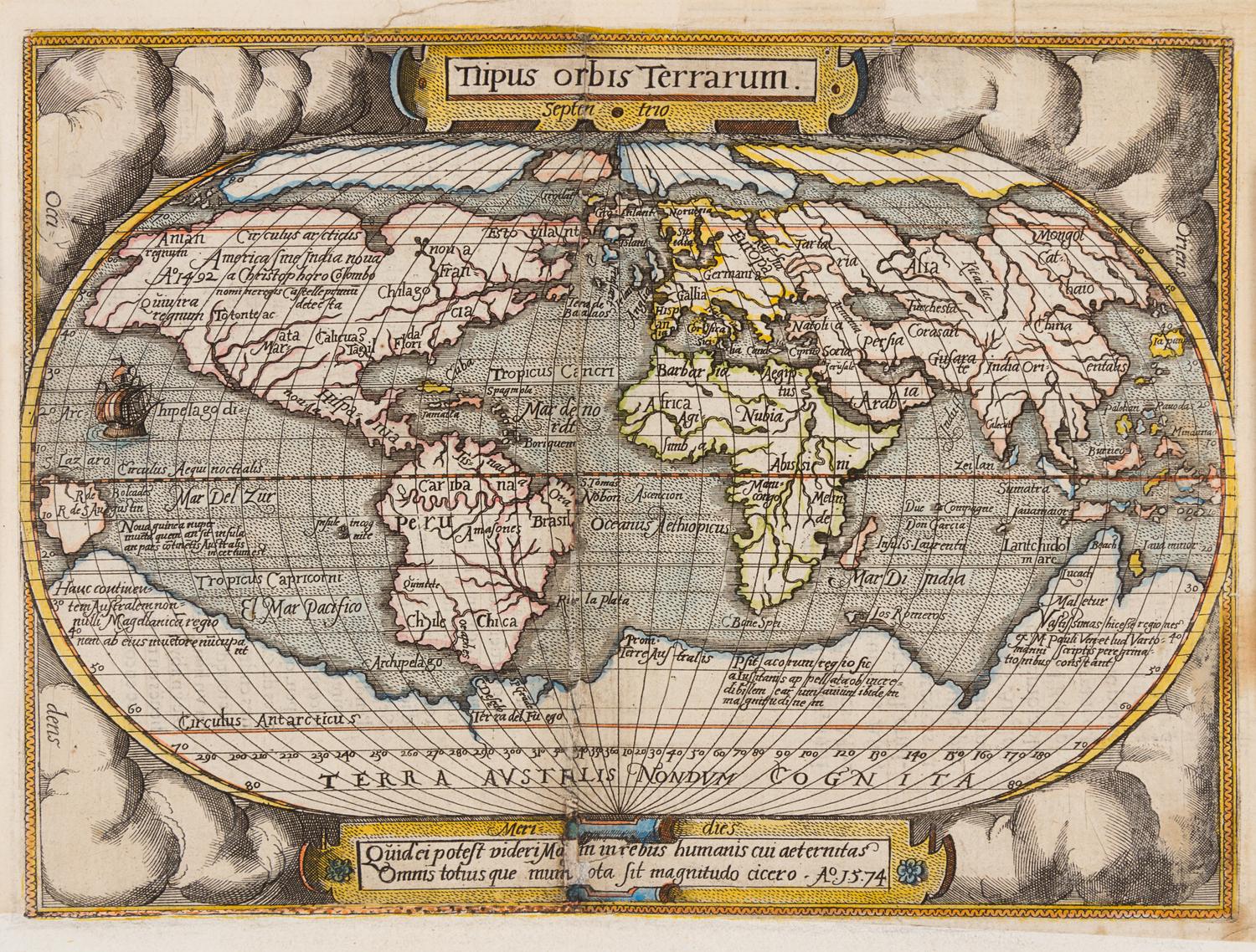 ORTELIUS, Abraham and Philippe GALLE. Tiipus orbis Terrarum. [Antwerp, 1577 or later].