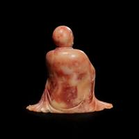 A finely-carved Chinese beige and rose soapstone figure of a seated lohan 壽山石雕羅漢 Qing dynasty, 18th/19th century ? ???????