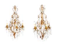 A Pair of French Gilt Bronze Chandeliers — 19TH CENTURY