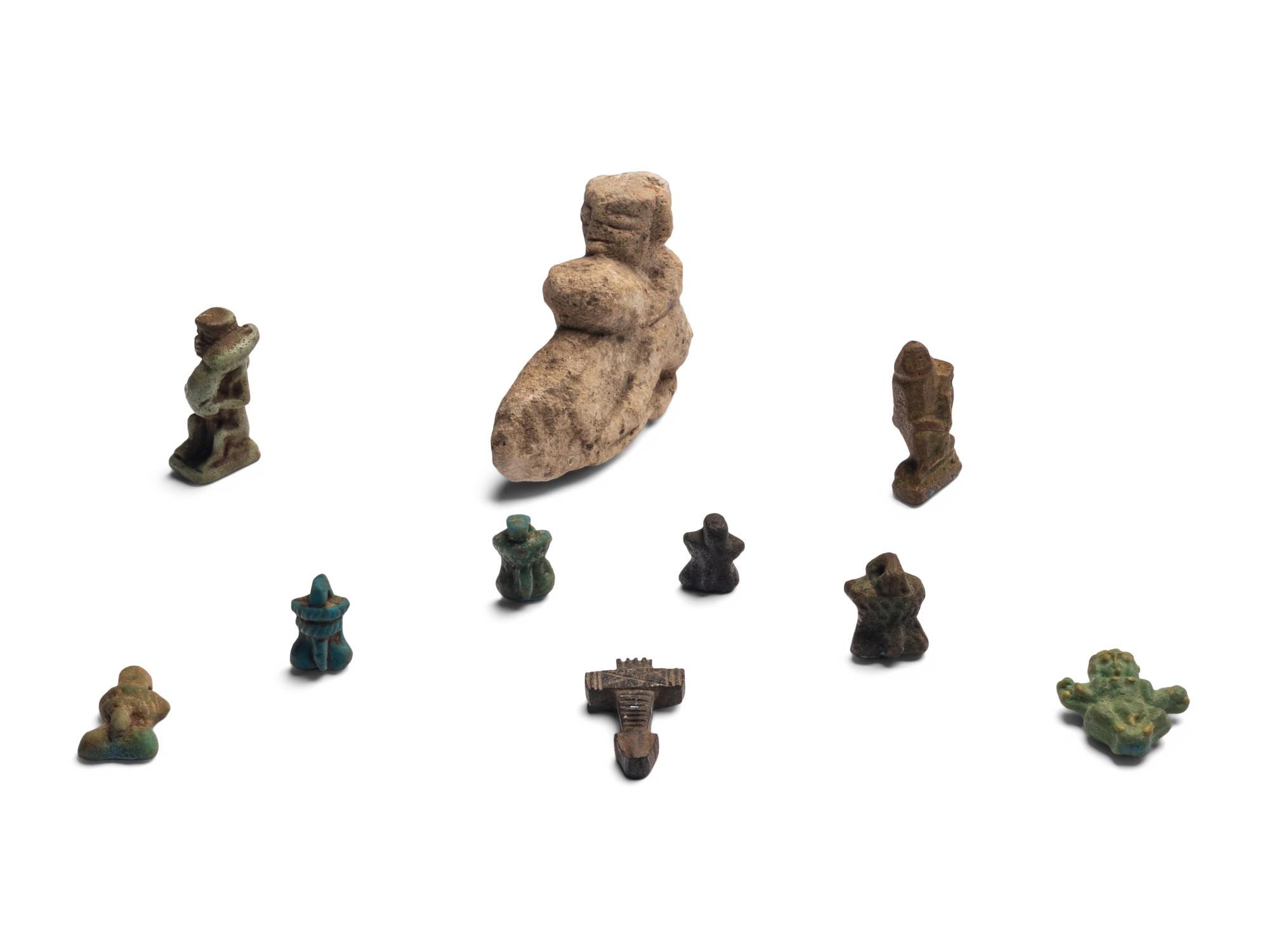 Ten Egyptian Faience Erotic Amulets