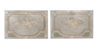 Two French Carved and Painted Pine Overdoor Panels