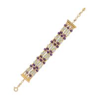 Amethyst, Blue Topaz, and Yellow Gold Bracelet