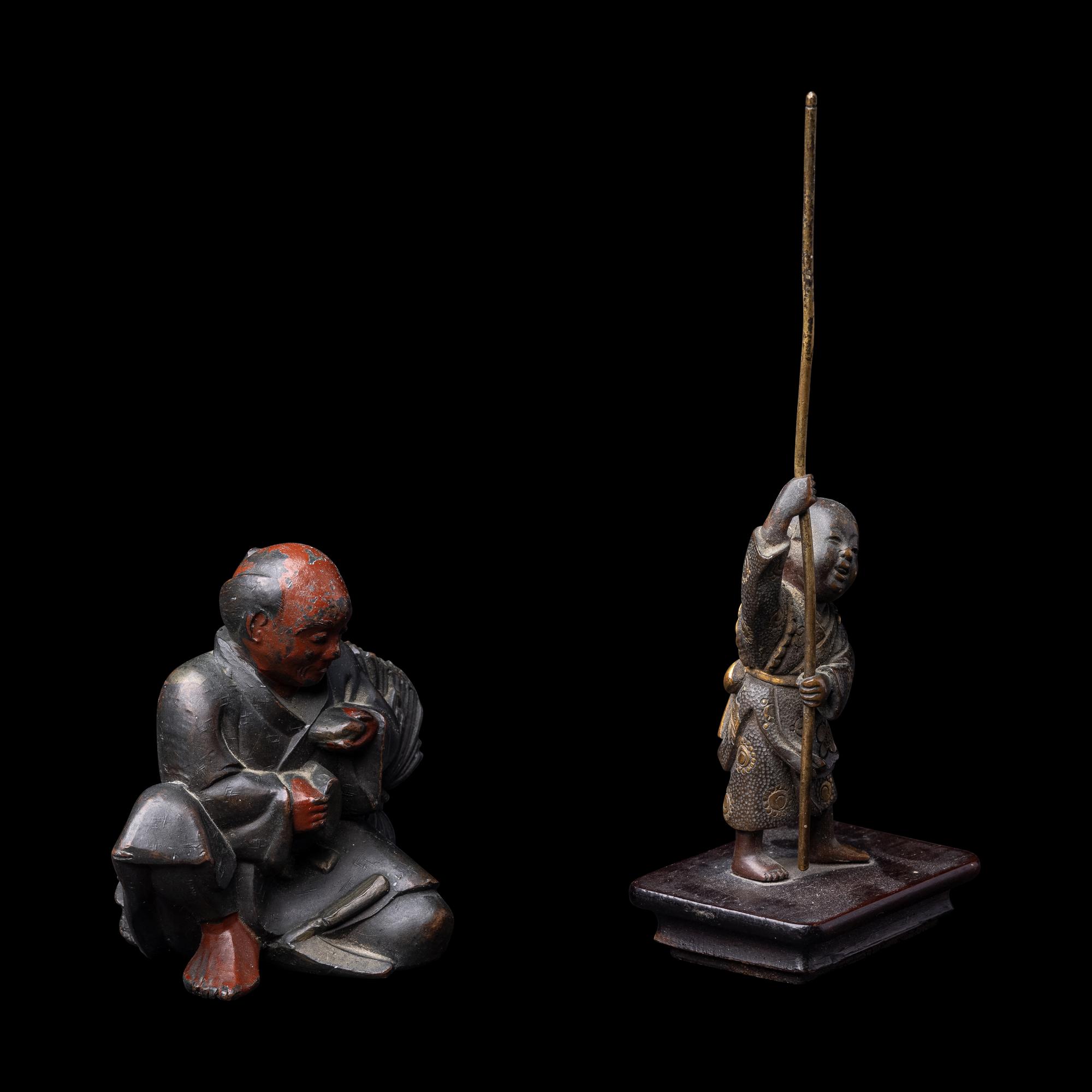 Two Small Japanese Bronze Figures
