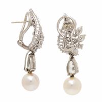 Diamond and Cultured Pearl Convertible Earrings