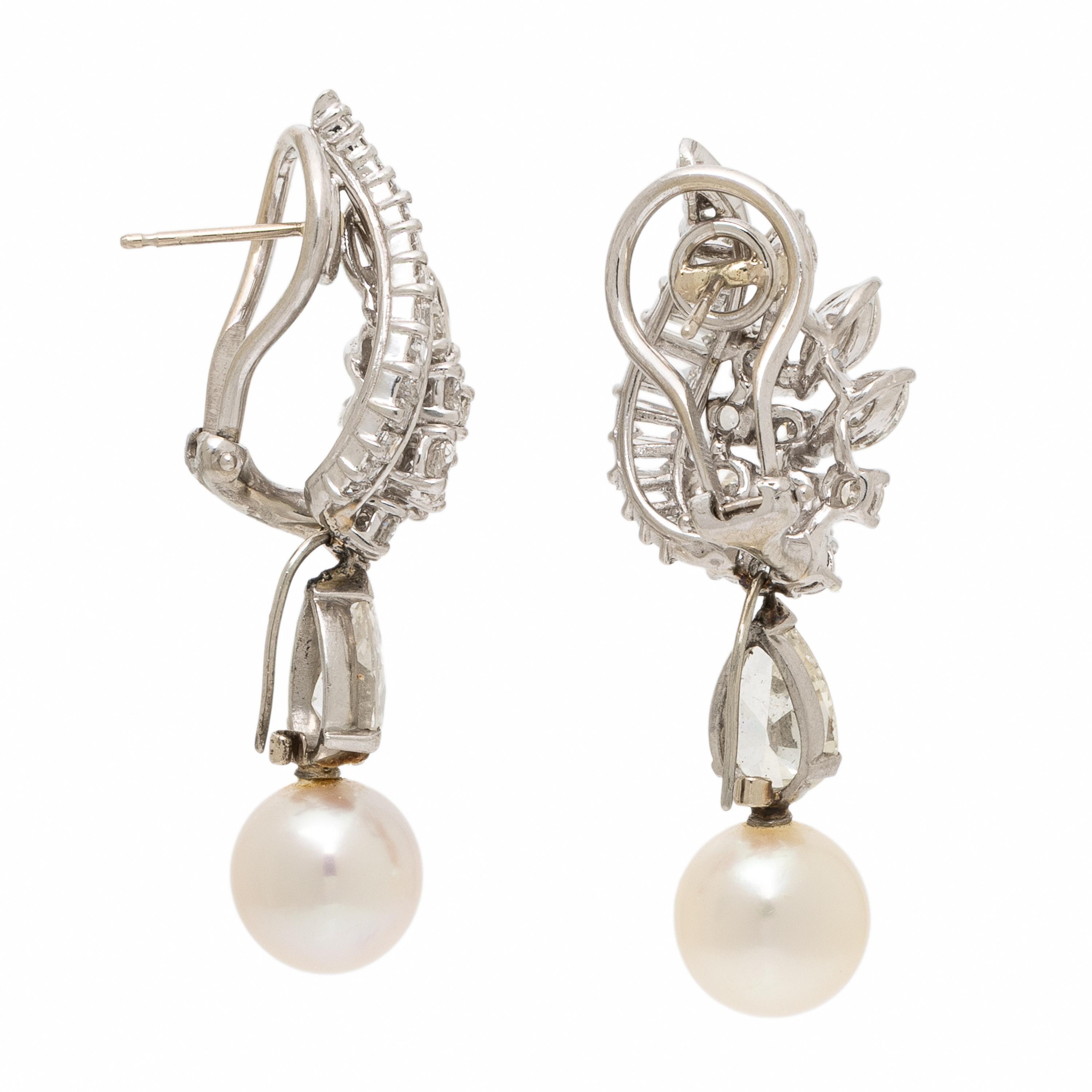 Diamond and Cultured Pearl Convertible Earrings