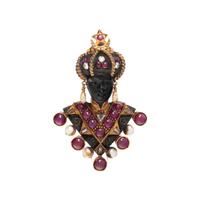 NARDI, YELLOW GOLD, SILVER, AND MULTIGEM BROOCH