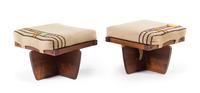 George Nakashima, (Japanese/American, 1905-1990), a pair of Greenrock stools, 1984