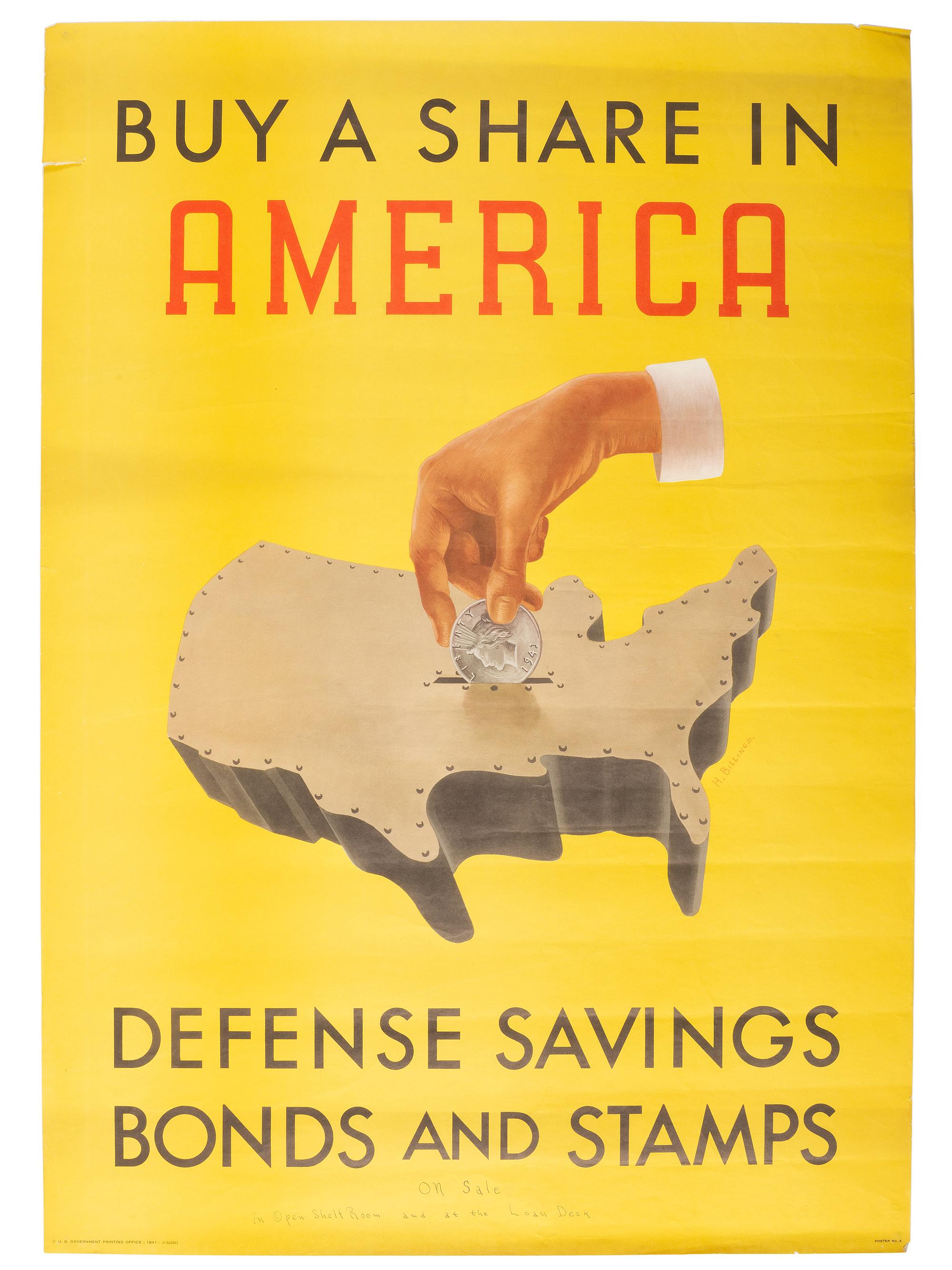 [WORLD WAR II]. A group of 4 posters encouraging home front efforts including production, aid, and conservation, comprising: