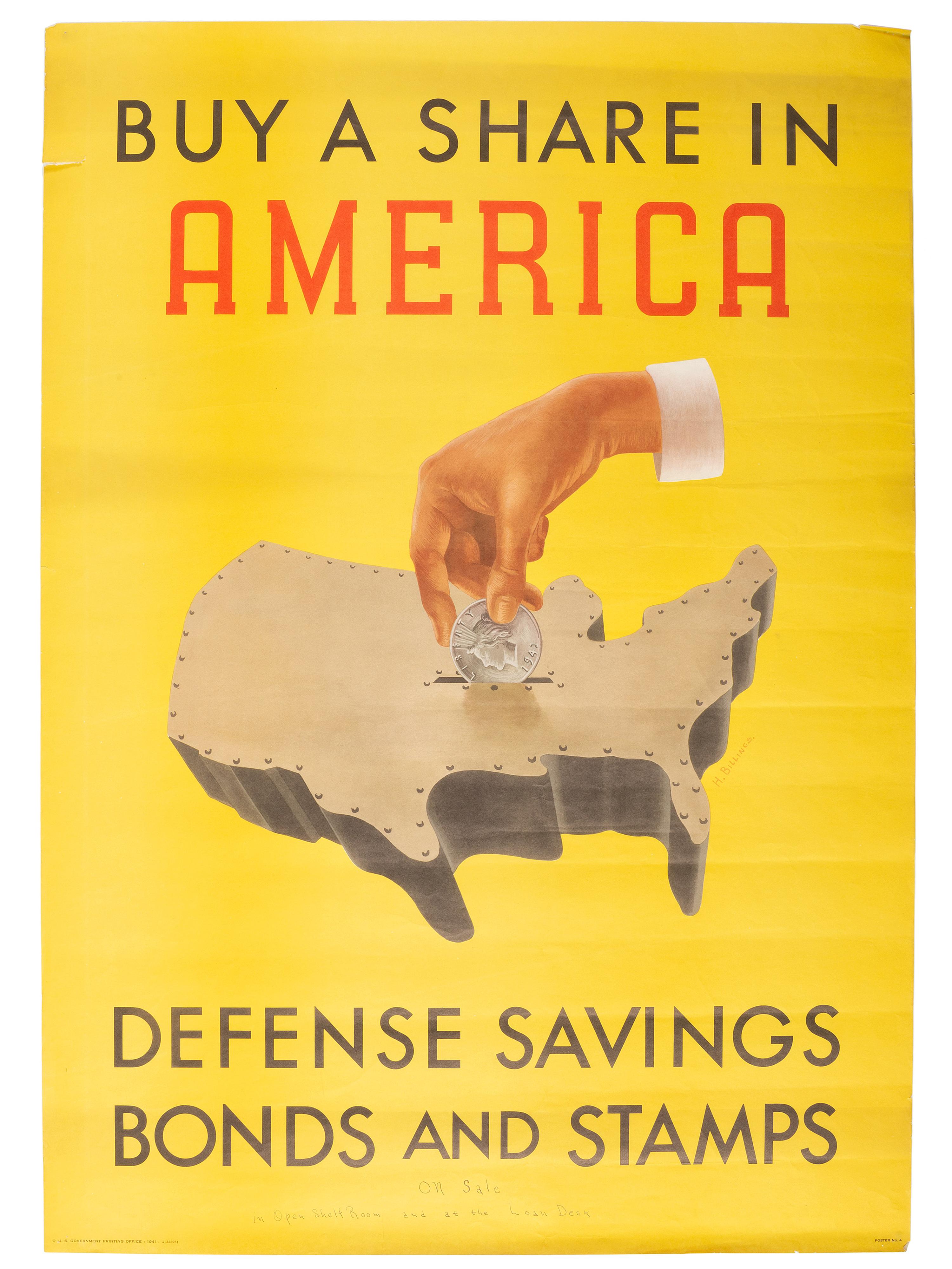 [WORLD WAR II]. A group of 4 posters encouraging home front efforts including production, aid, and conservation, comprising: