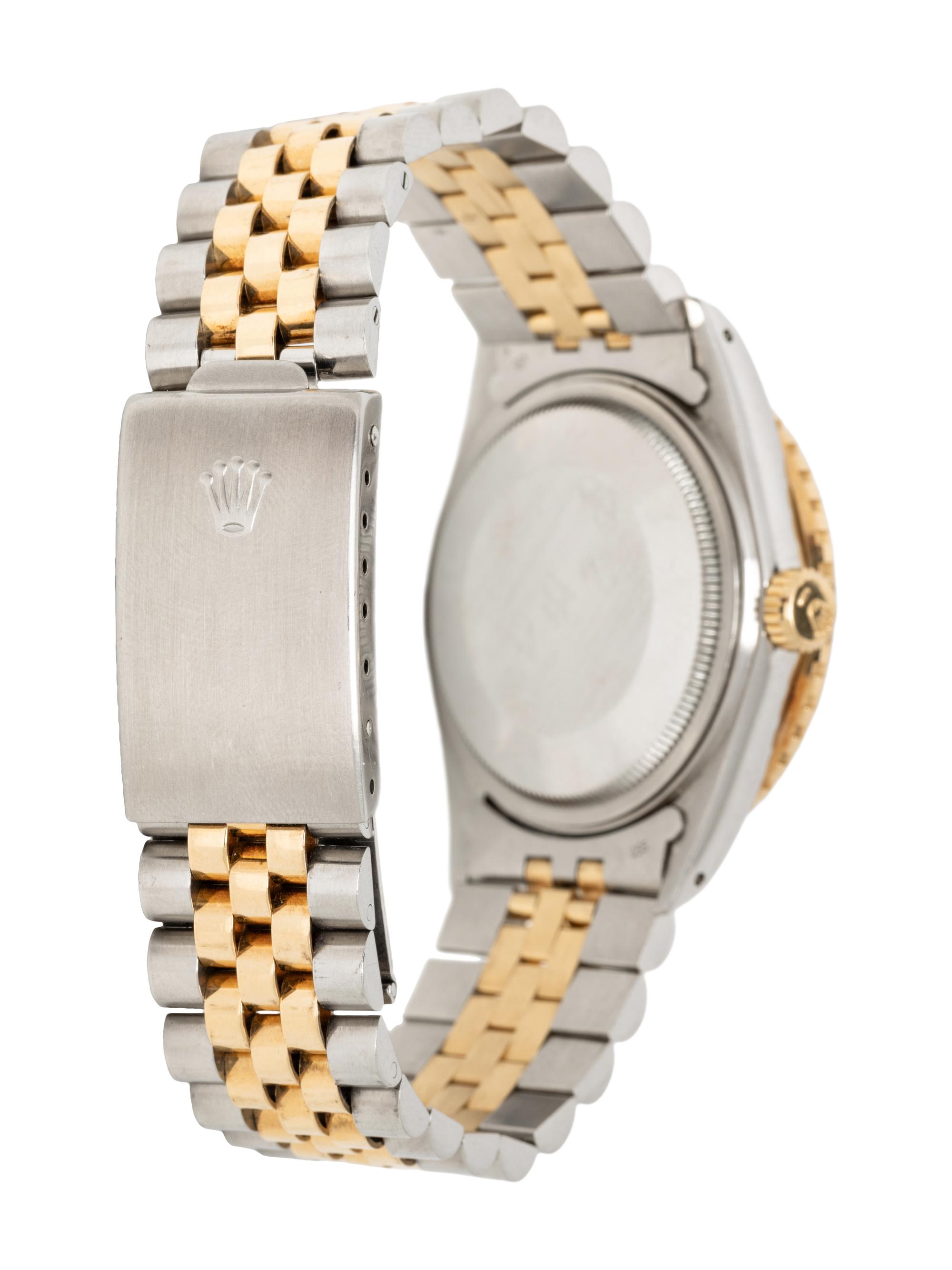 ROLEX, REF. 16253 18K YELLOW GOLD AND STAINLESS STEEL 'DATEJUST THUNDERBIRD' WITH TAPESTRY DIAL WATCH, BOX & PAPERS