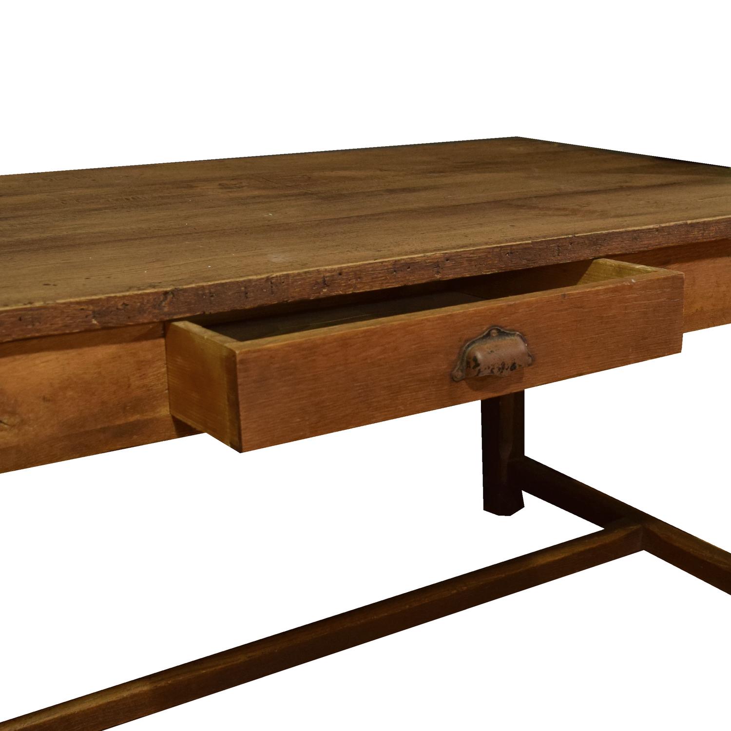 A Four Drawer Oak Table 103.5" x 34.25" D x 29.25" H — France, 19th Century