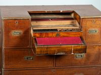 An Anglo-Colonial Brass Mounted Teak Campaign Writing Desk