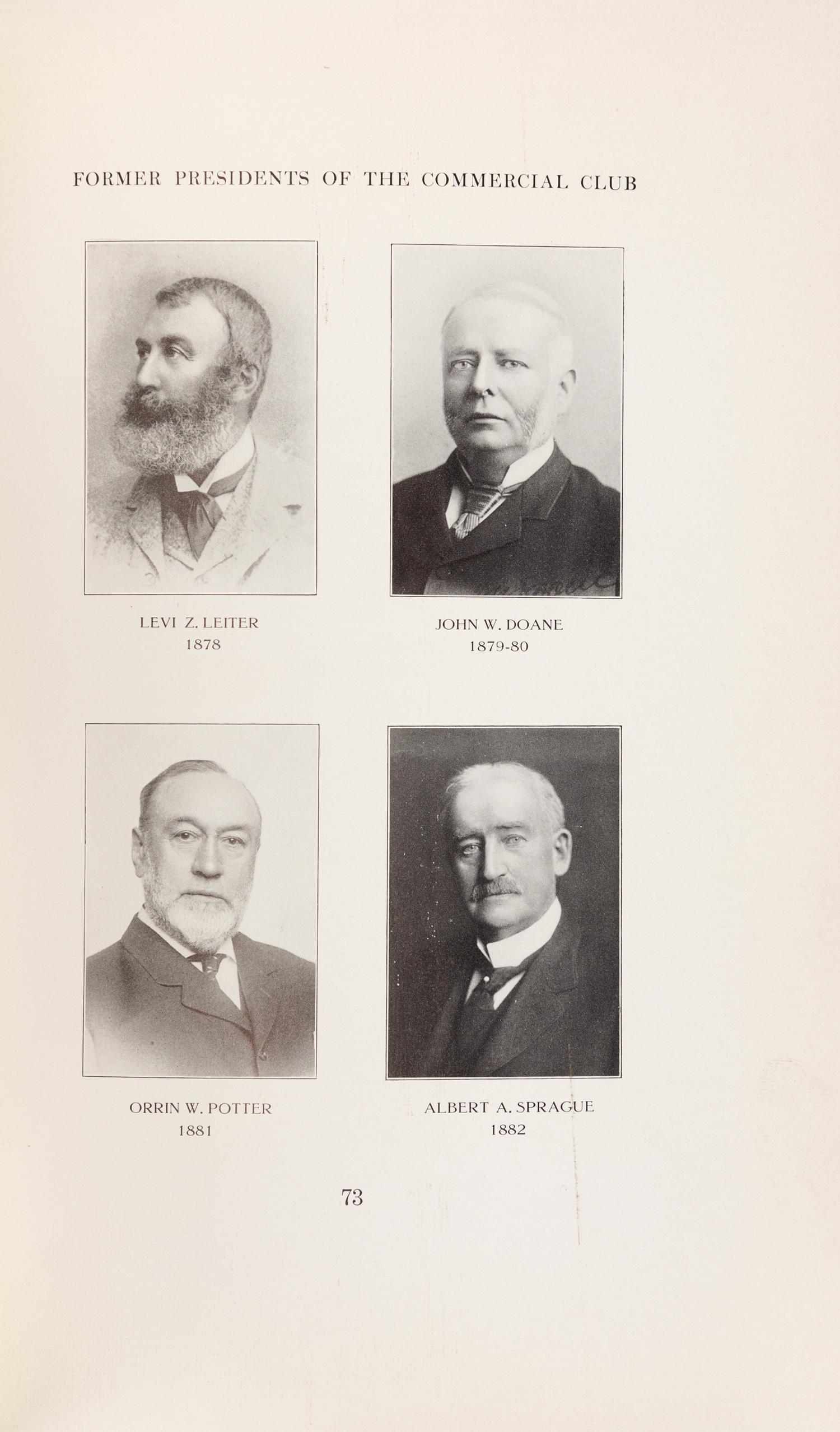 GLESSNER, John J. The Commercial Club of Chicago: Its Beginnings and Something of its Work. Chicago, 1910.