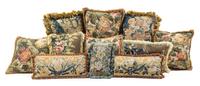 A Collection of Twenty Pillows Width of first 20 inches.