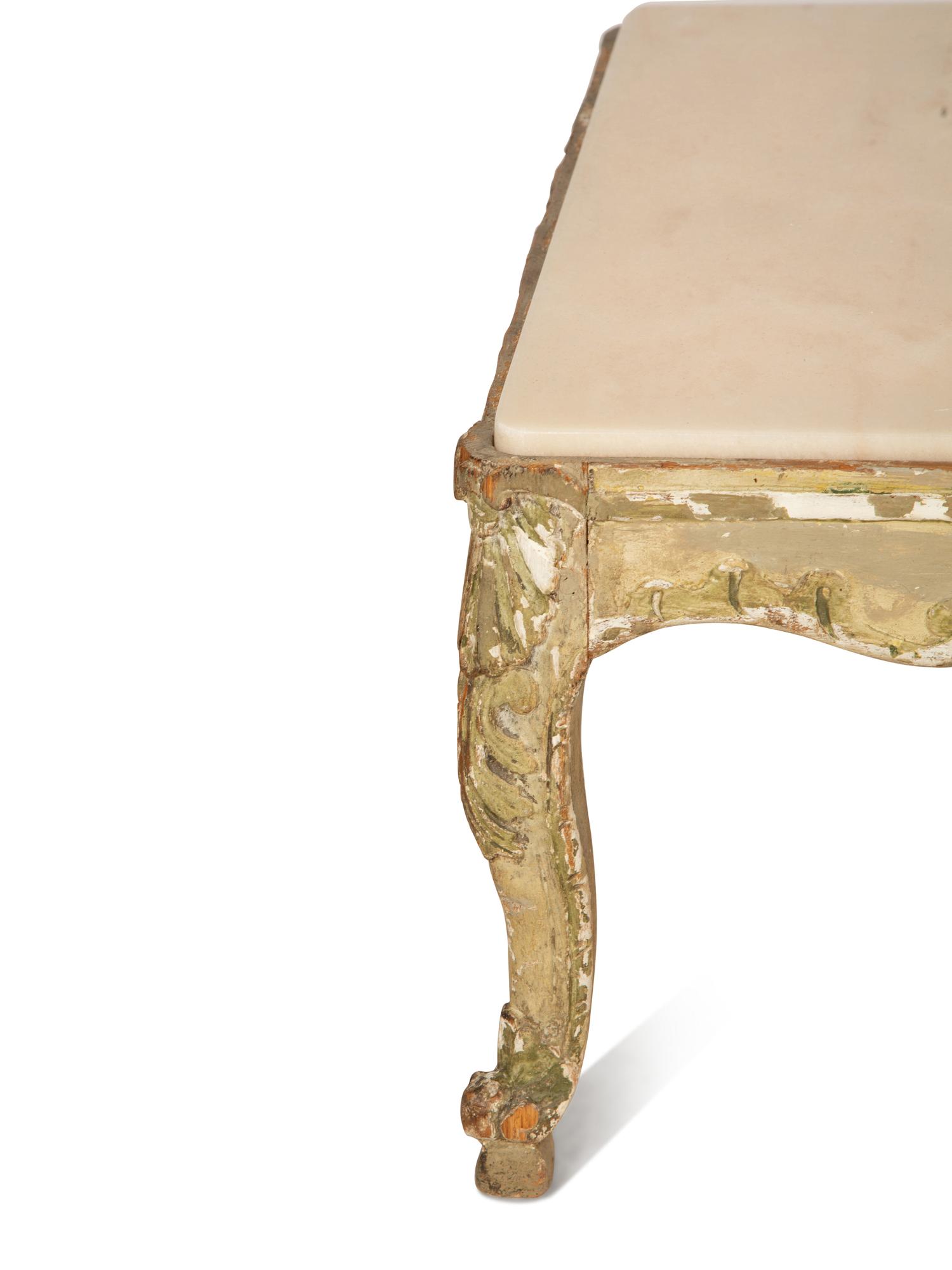 A Louis XV Style Painted Marble Top Low Table — 19th Century