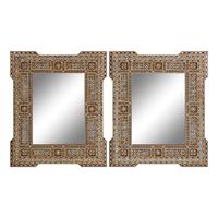 A Pair of Moorish Style Marquetry Mirrors