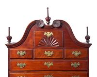 A Chippendale Cherry Carved Scroll-Top Chest-on-Chest