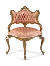 A Louis XV Style Giltwood Corner Chair