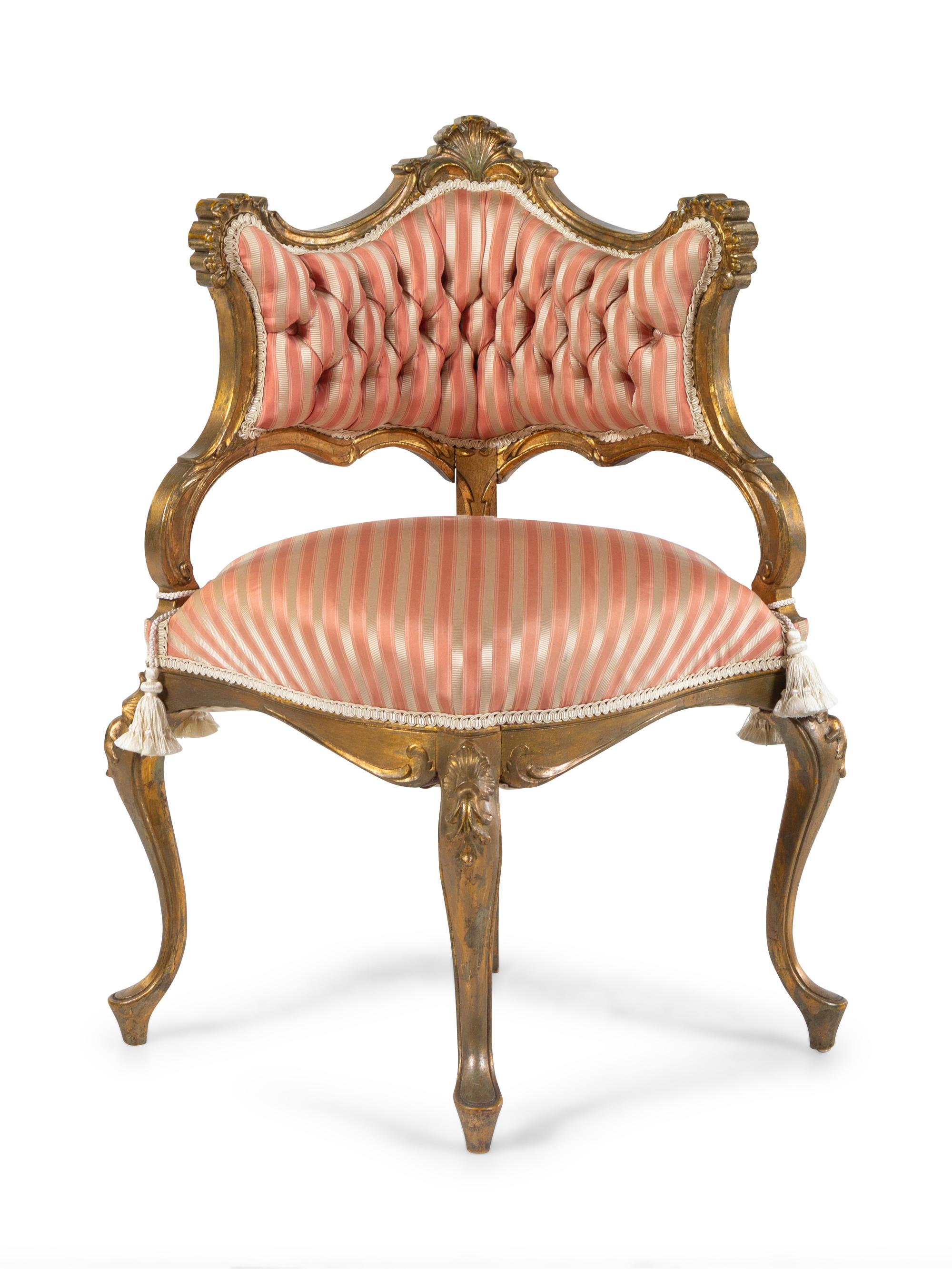 A Louis XV Style Giltwood Corner Chair