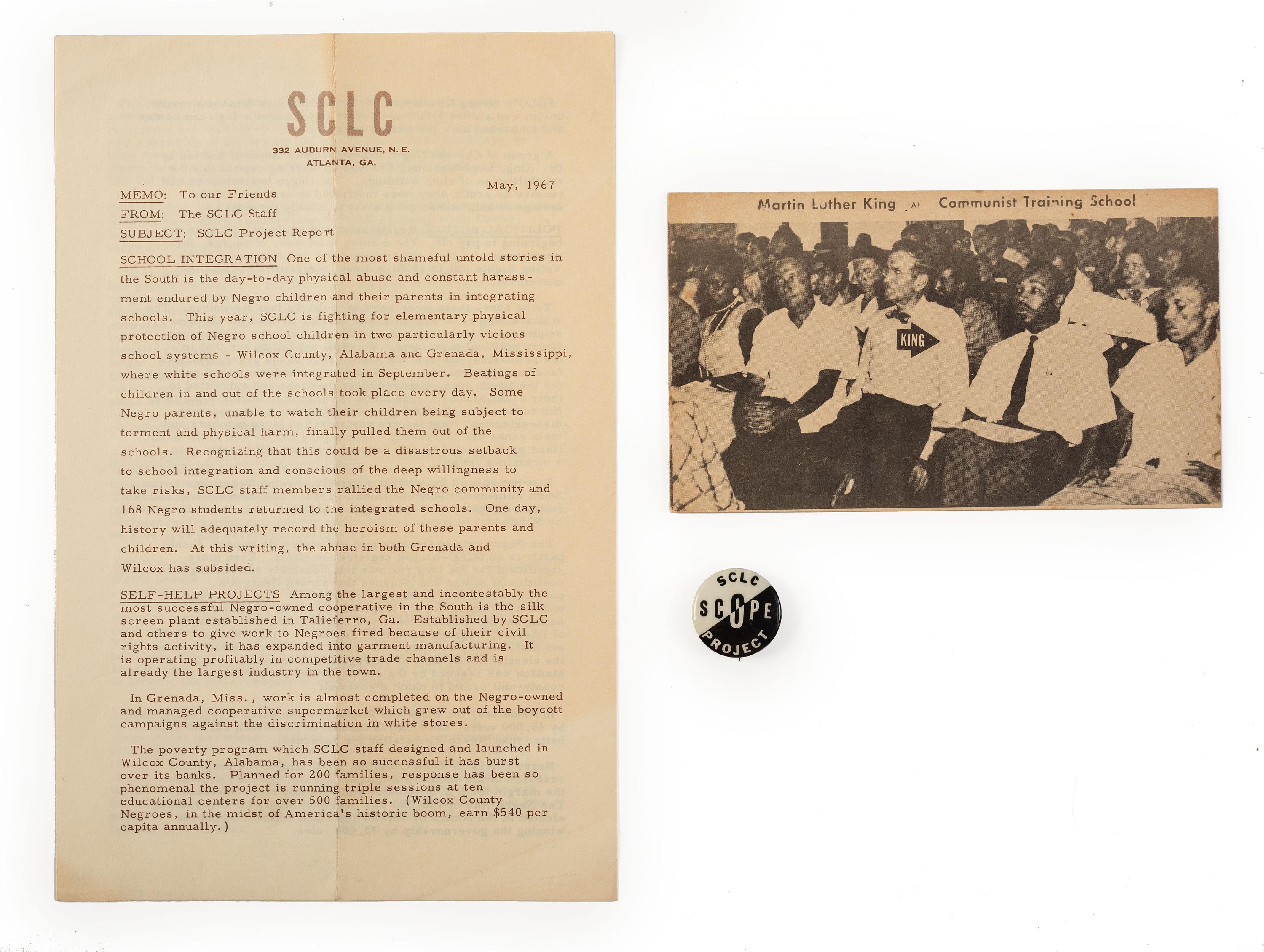 [KING, Martin Luther, Jr. (1929-1968)]. A group of pamphlets, flyers, and other ephemera related to the SCLC and King.