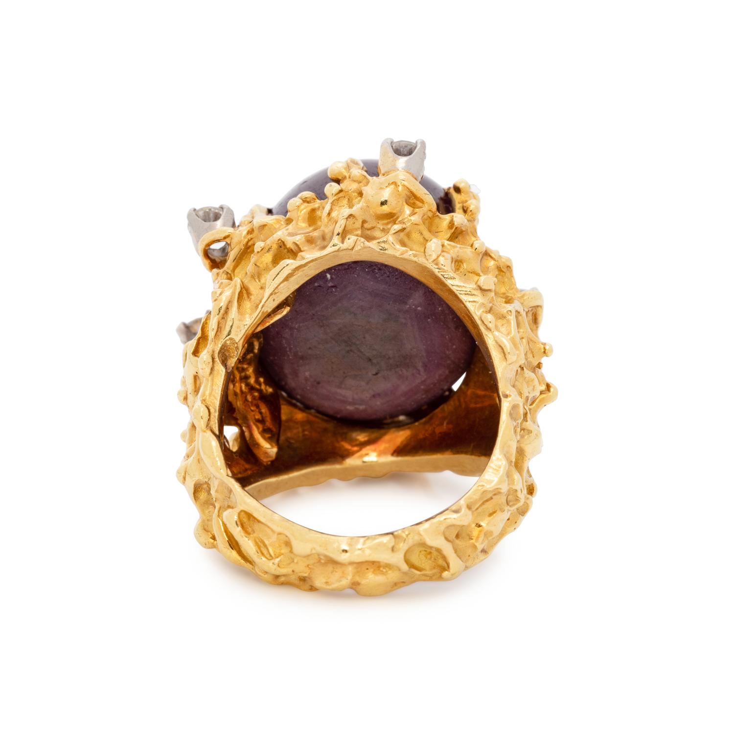 BARBARA ANTON, BRUTALIST, STAR RUBY AND DIAMOND RING