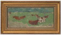 Troupeau de Vaches; with Study of a Landscape verso