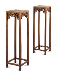 A Pair of Chinese Hardwood Jardiniere Stands