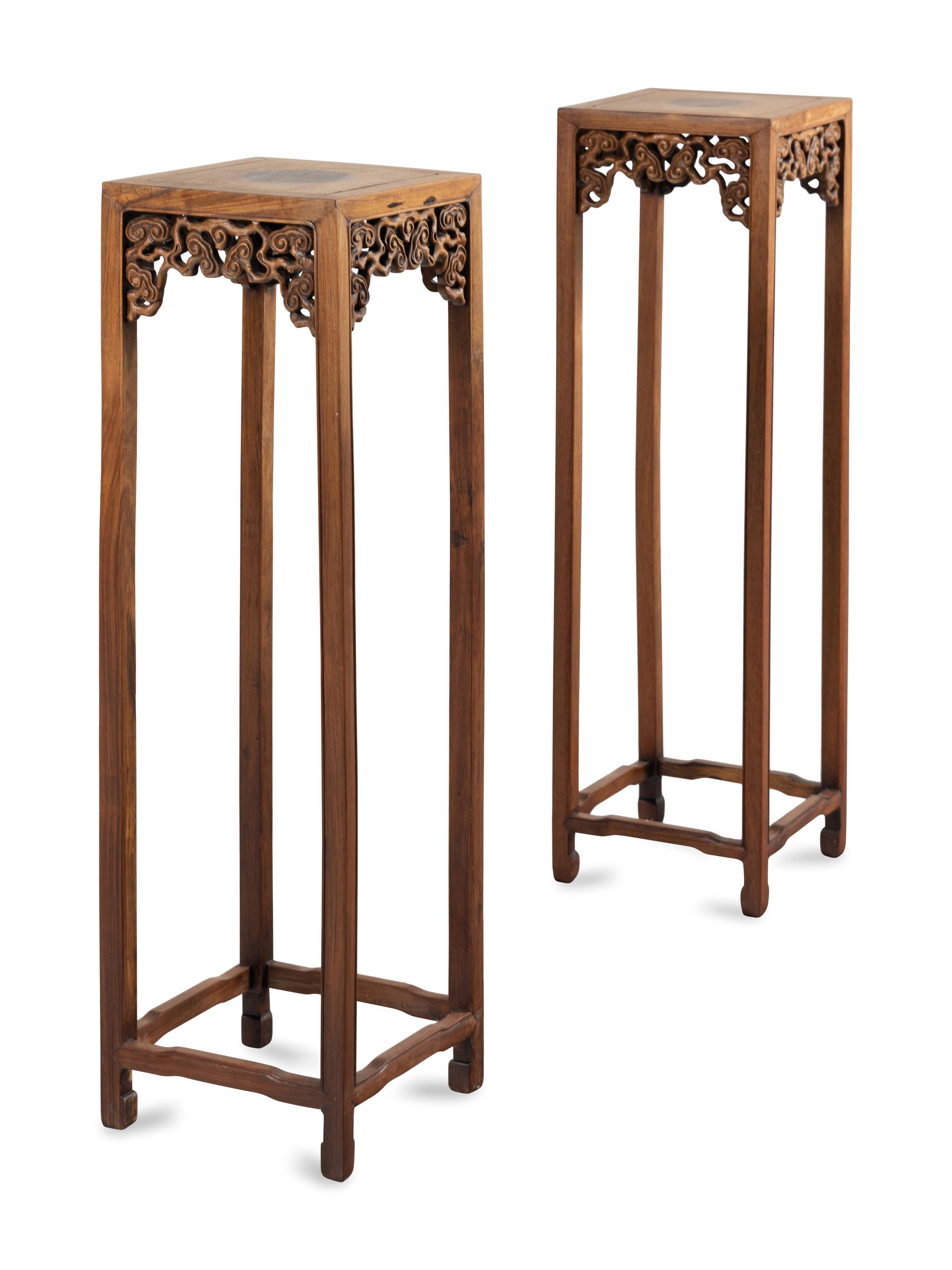A Pair of Chinese Hardwood Jardiniere Stands