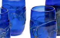 A Group of Bohemian Blue Cut-to-Clear Glass Drinkware