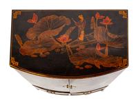 A Regency Style Black Japanned Bow-Front Cabinet