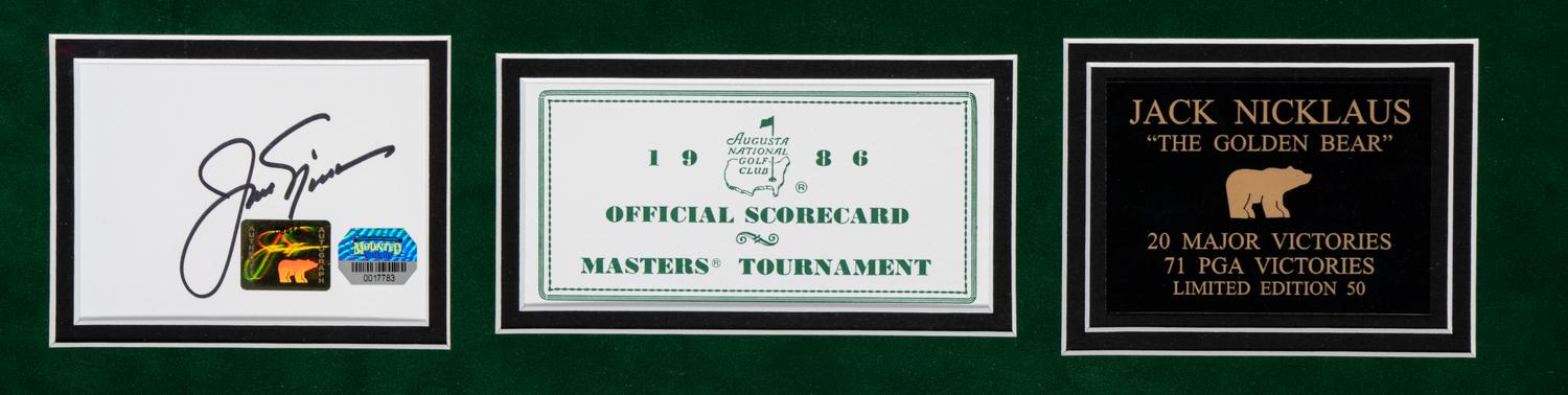 A Jack Nicklaus 1986 Masters Scorecard Signed Autograph Large Format Display,