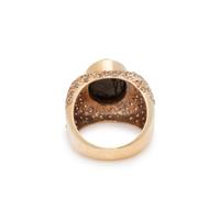 BLACK STAR SAPPHIRE, DIAMOND, AND YELLOW GOLD RING