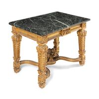 A Louis XVI Style Giltwood Marble-Top Center Table