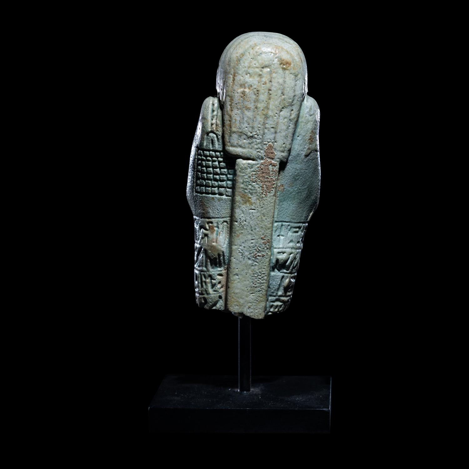 An Egyptian Faience Ushabti for Wah-Ib-Re-Sa-Neith