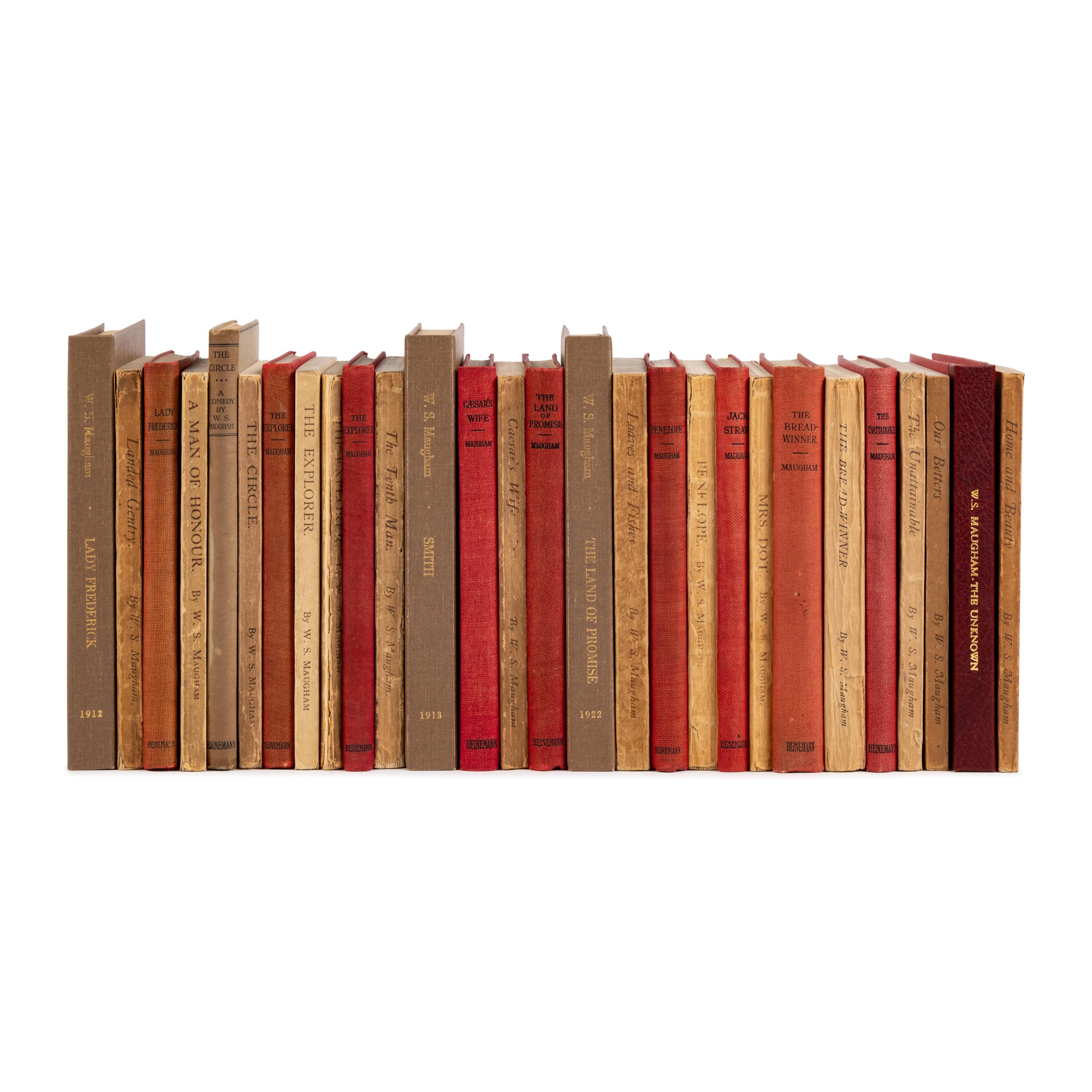 Maugham, W. Somerset (1874-1965). [The Plays]. London: Heinemann. Comprising 28 titles in champagne wrappers and red cloth, 11 inscribed, comprising: