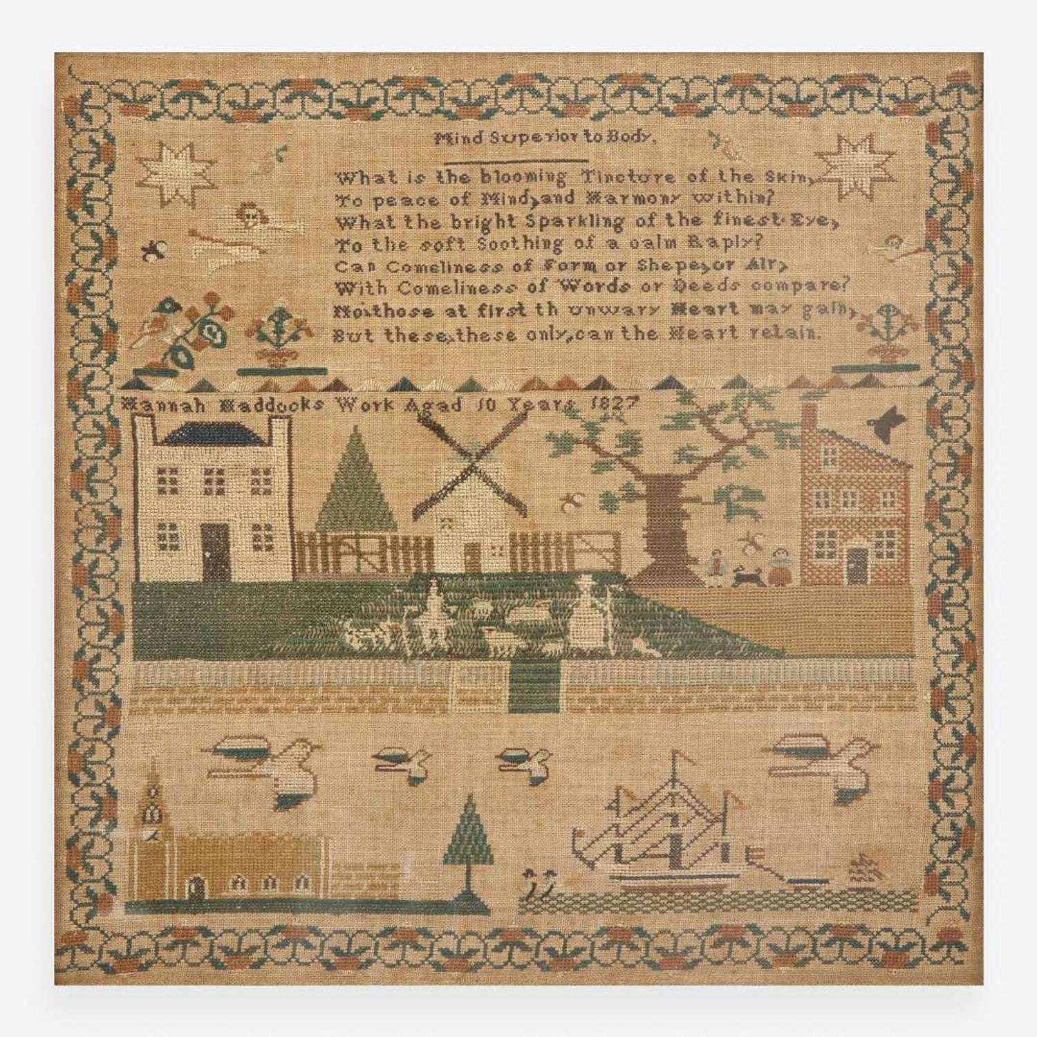 A needlework sampler New York, dated "1827"