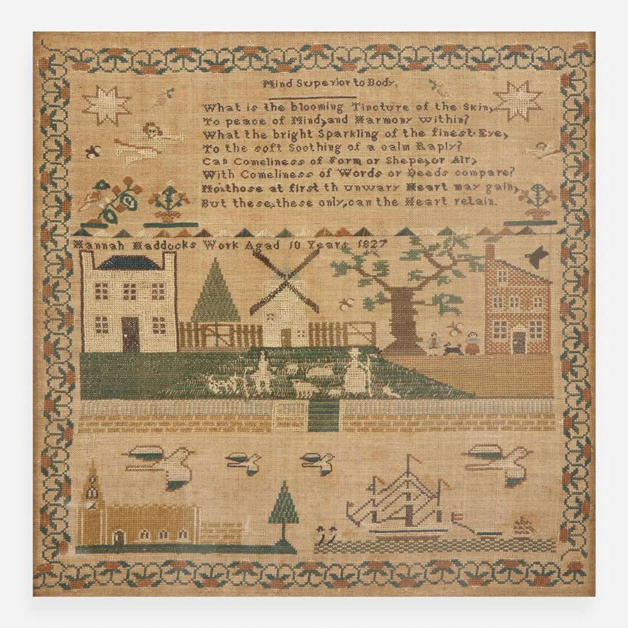 A needlework sampler New York, dated "1827"