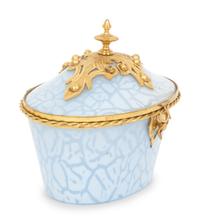 A French Gilt Bronze Mounted Mottled Blue Glass Box