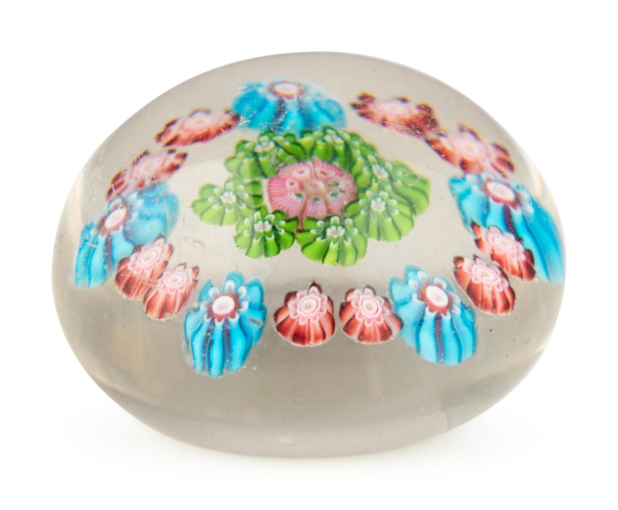 A Miniature Clichy Open Concentric Millefiori Glass Paperweight