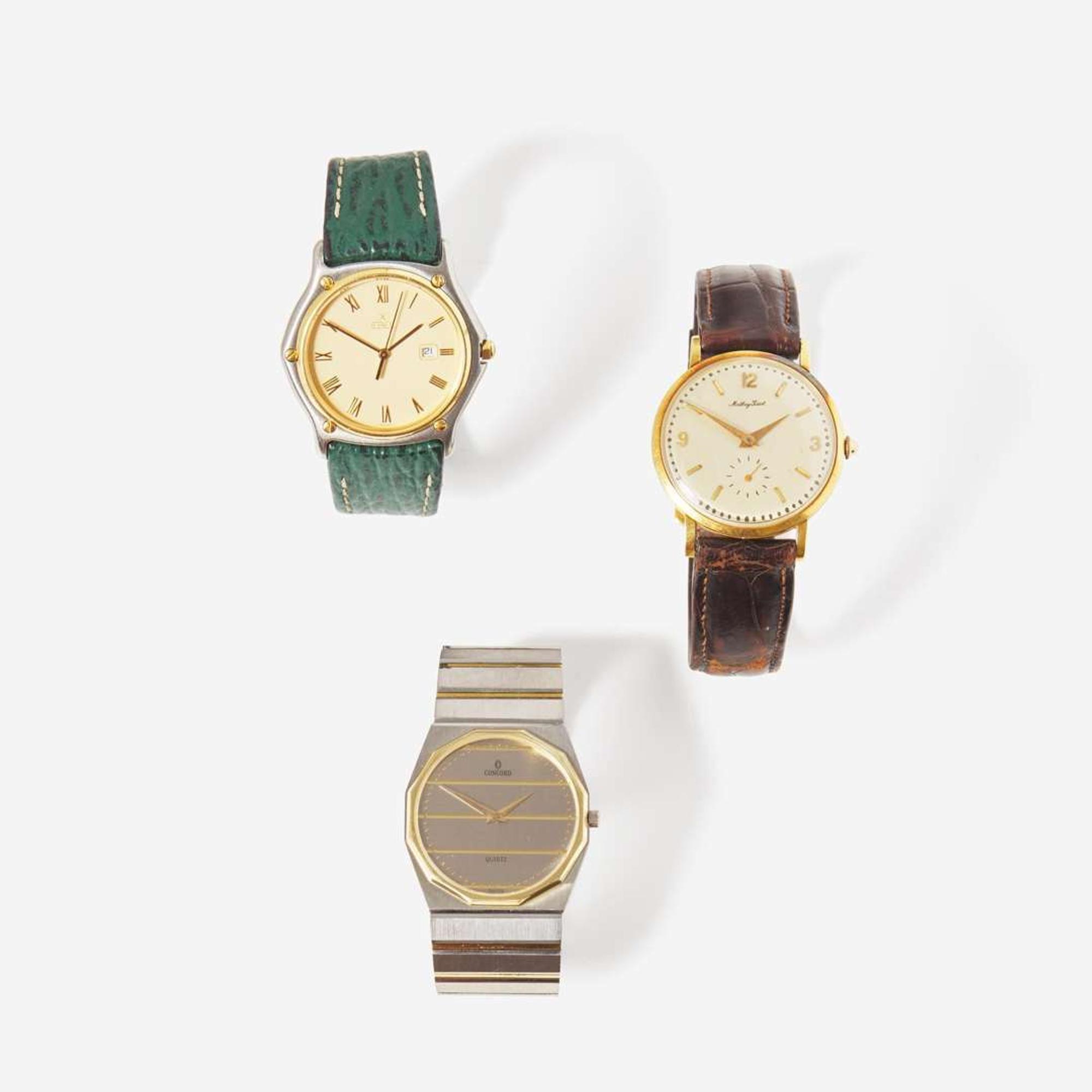 A Group of Three Watches by Concord, Ebel, and Tissot