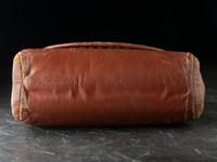 Brown Leather Drawstring Purse, with Brass Thunderbird