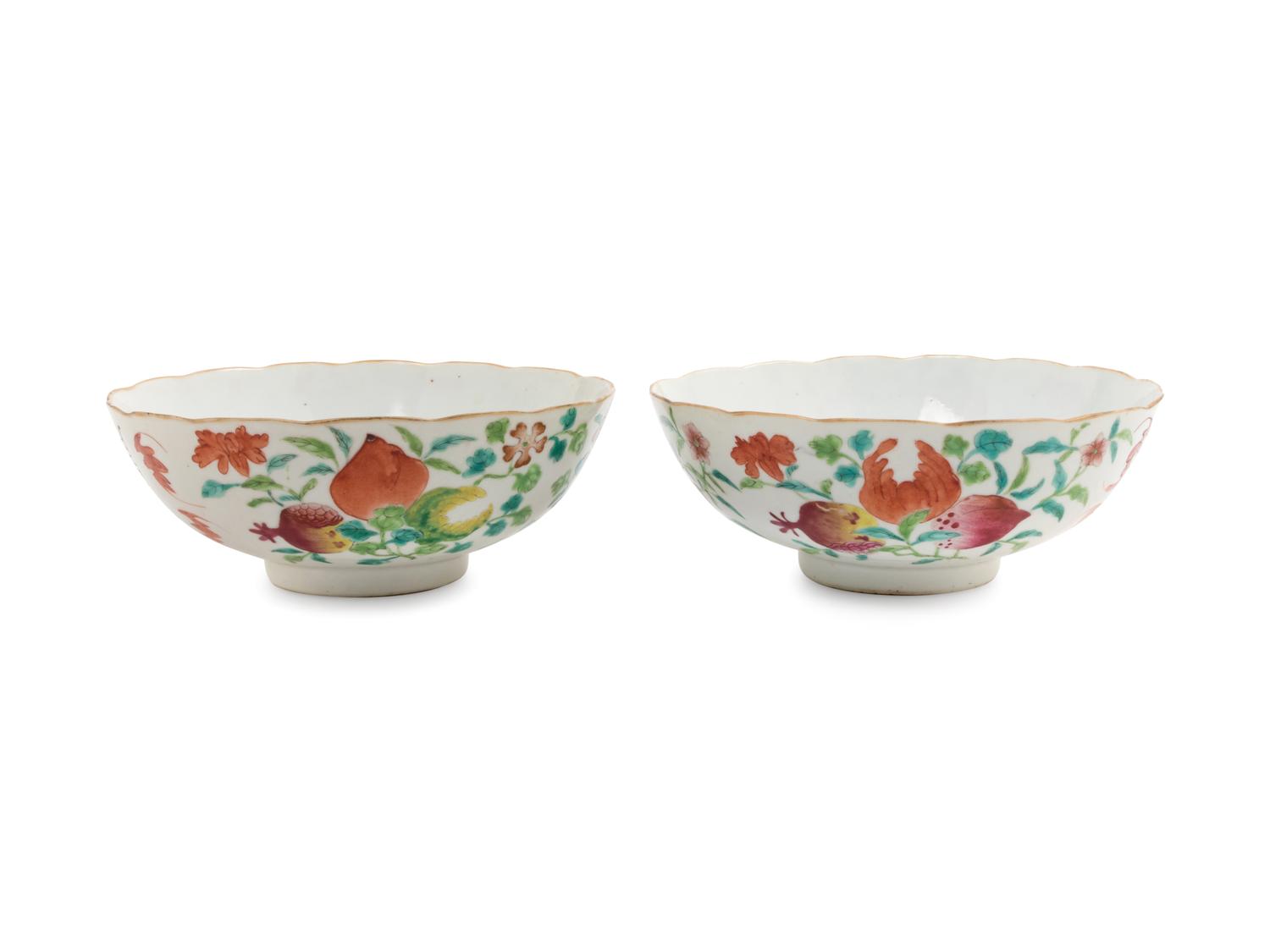 A Pair of Chinese Famille Rose Porcelain Bowls