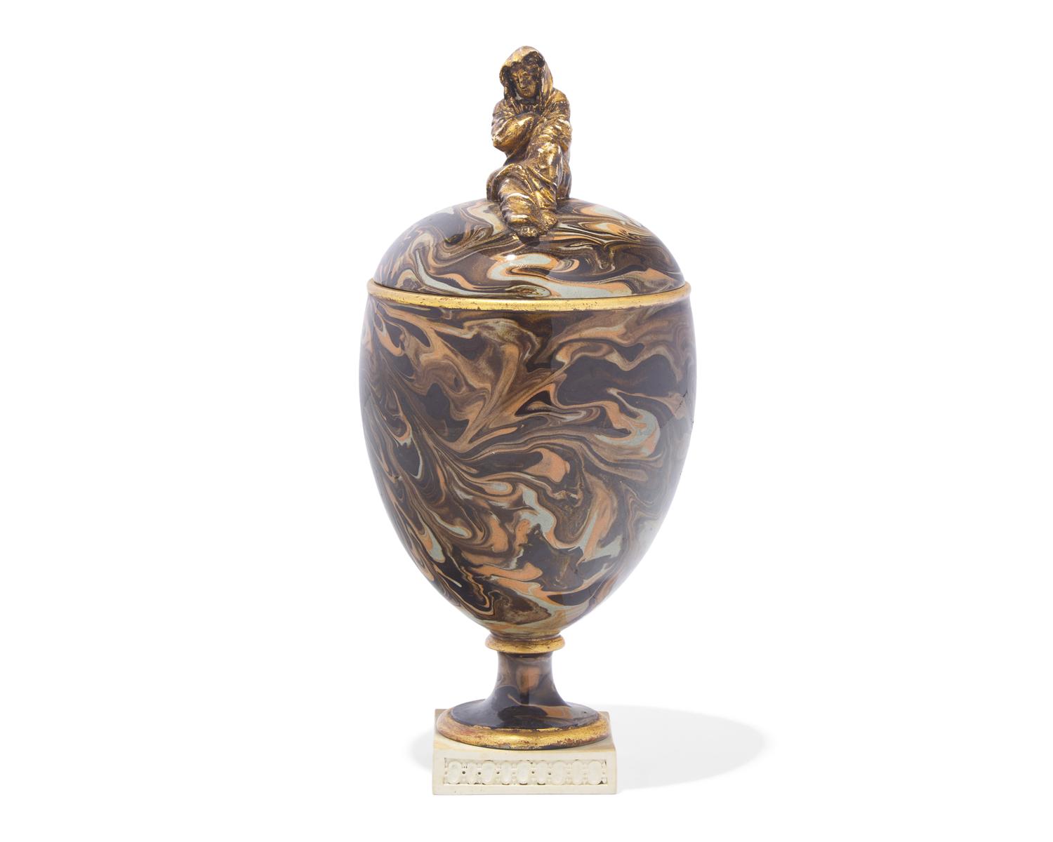 A Wedgwood and Bentley Agateware Covered Urn