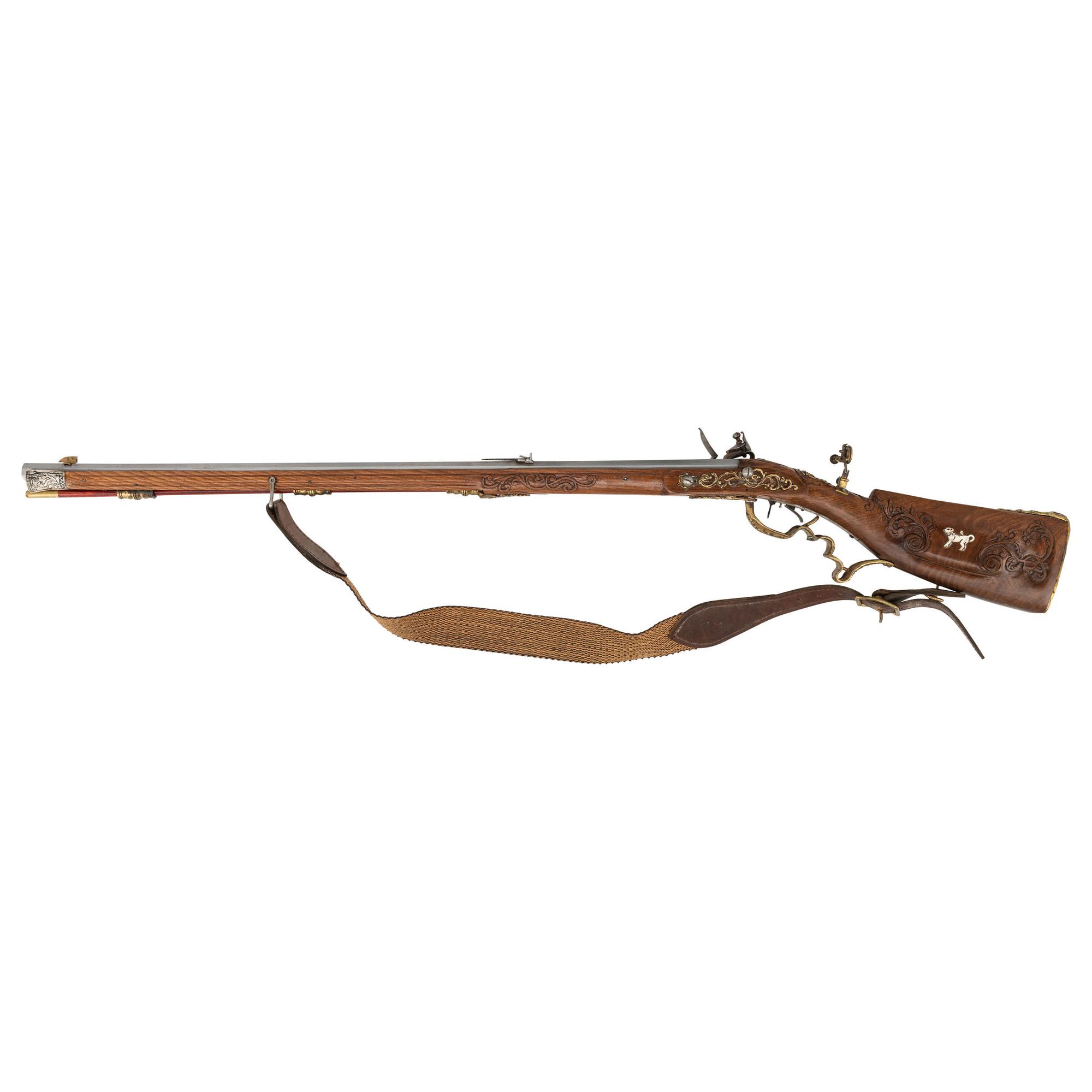 Carved Contemporary Flintlock Jaeger Rifle