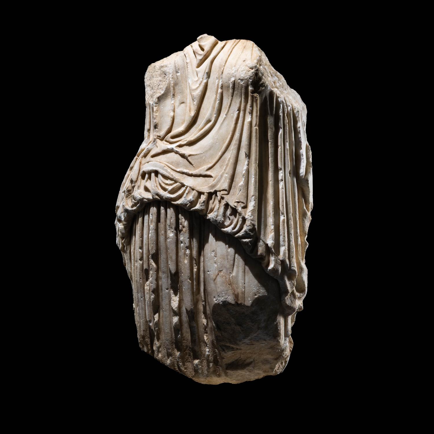 A Roman Marble Draped Caryatid